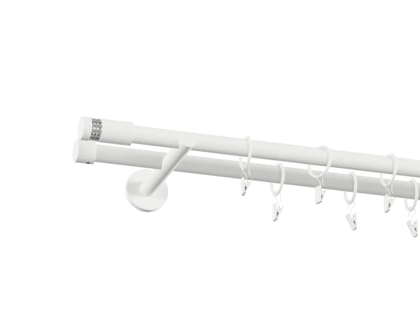 Garniža 19x19mm obyčajná tyč - 2rady - CYLINDER CRYSTAL - biela