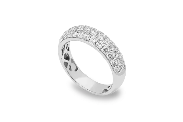 Zásnubný prsteň z bieleho zlata zdobený stovkami diamantov dvojriadkový 1