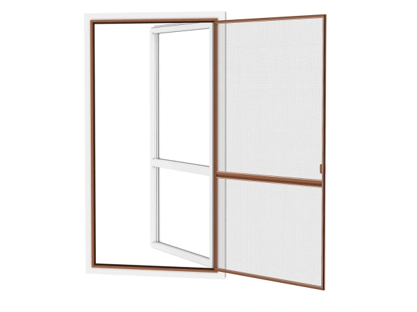 Siete proti hmyzu na DVERE - pántové v ráme SMART - HNEDÁ - RAL 8003 - s priečkou 2