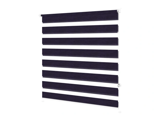 Roleta MINI - deň a noc - látka Maurícius 68 - tmavo fialová (čierny dekor) 1