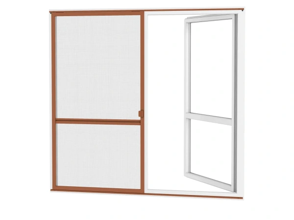 Plase anti-insecte pentru UȘI - glisante - MARO DESCHIS RAL8003 - cu traversă 1