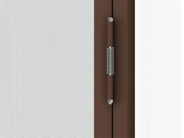 Plasă anti-insecte pentru UȘI - cu balamale SMART - MARO ÎNCHIS RAL8019 - cu traversă 9