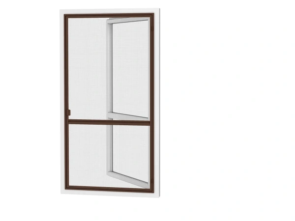 Plasă anti-insecte pentru UȘI - cu balamale SMART - MARO ÎNCHIS RAL8019 - cu traversă 1