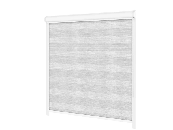 Roleta SWING LITE - deň a noc - látka Maurícius 67 - sivo biela 2