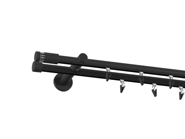 Garniža 19x19mm drážková tyč - 2rady - CYLINDER CRYSTAL - čierna 2