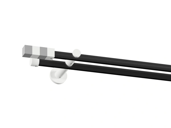 Garniža 19x19mm drážková tyč - 2rady - KVADRAT - čierno biela 1